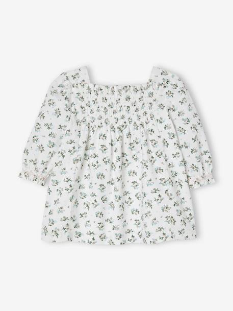 Robe à smocks bébé fleuri blanc 3 - vertbaudet enfant 