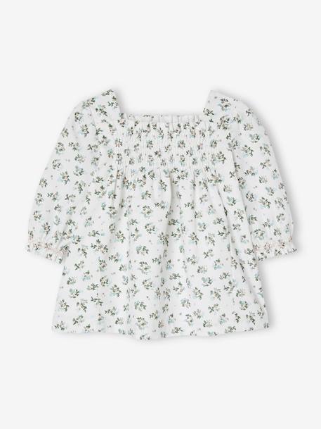 Robe à smocks bébé fleuri blanc 4 - vertbaudet enfant 