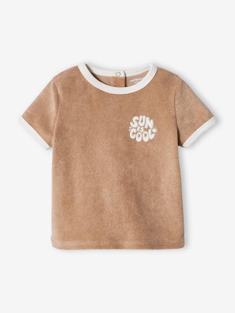 Ensemble en éponge bébé T-shirt + short taupe 4 - vertbaudet enfant 