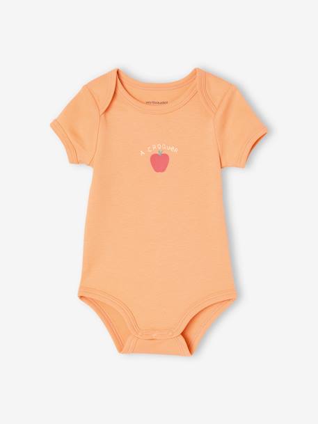 Lot de 3 bodies manches courtes bébé emmanchure américaine abricot poudré 3 - vertbaudet enfant 