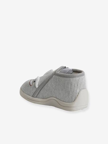 Chaussons zippés bébé en toile rayé gris 4 - vertbaudet enfant 