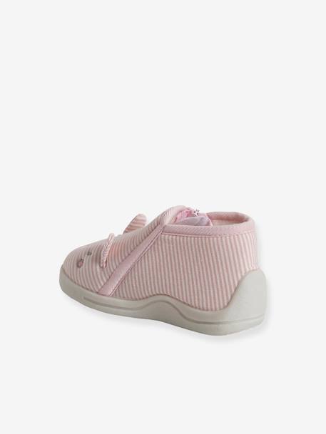 Chaussons zippés bébé en toile rayé rose 4 - vertbaudet enfant 