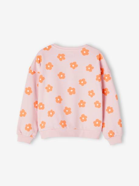 Sweat motifs fantaisie fille bleu chambray+écru+rose pâle+rouge 10 - vertbaudet enfant 