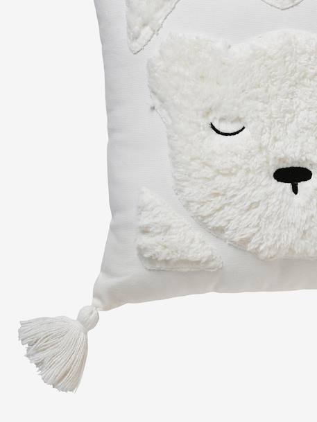 Coussin avec applications sherpa Ours berbère ecru 2 - vertbaudet enfant 