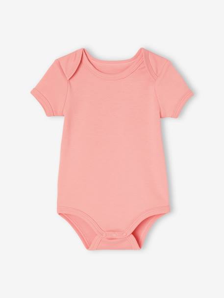 Lot de 5 bodies marguerites manches courtes bébé ouverture US rose pâle 5 - vertbaudet enfant 