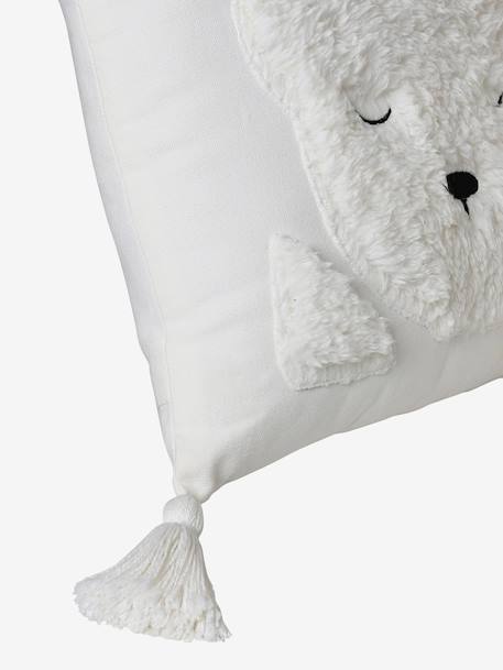 Coussin avec applications sherpa Ours berbère ecru 3 - vertbaudet enfant 