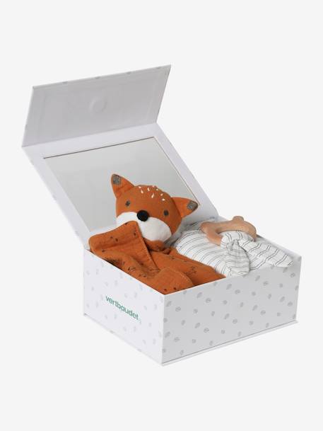 Coffret cadeau 3 pièces : lange + doudou personnalisable + hochet bleu+Fleurettes 8 - vertbaudet enfant 