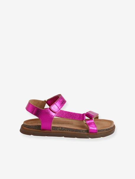 Sandales scratchées cuir fille fuchsia+lilas 3 - vertbaudet enfant 