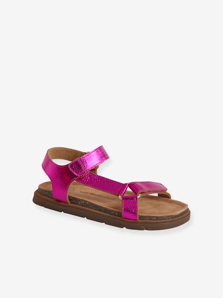 Sandales scratchées cuir fille fuchsia+lilas 2 - vertbaudet enfant 