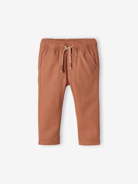 Pantalon bébé garçon en toile à taille élastiquée bleu grisé+noix de pécan 5 - vertbaudet enfant 