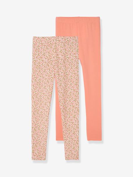 Lot de 2 leggings Basics fille corail 1 - vertbaudet enfant 