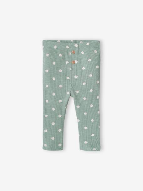 Legging bébé en maille côtelée beige imprimé+vert sauge 4 - vertbaudet enfant 