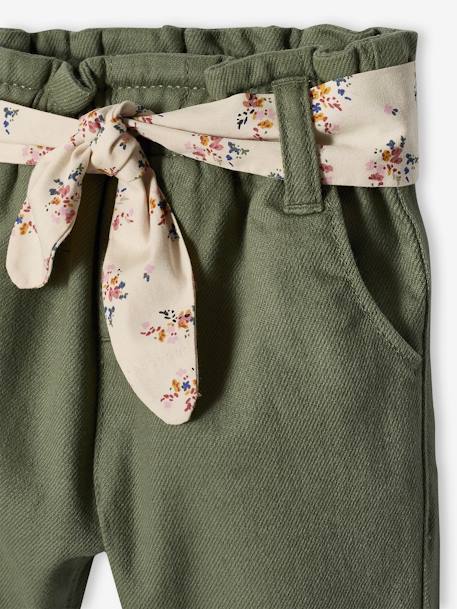 Pantalon paperbag bébé avec ceinture écru+lichen+rose pâle 7 - vertbaudet enfant 