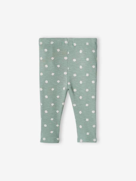 Legging bébé en maille côtelée beige imprimé+vert sauge 5 - vertbaudet enfant 