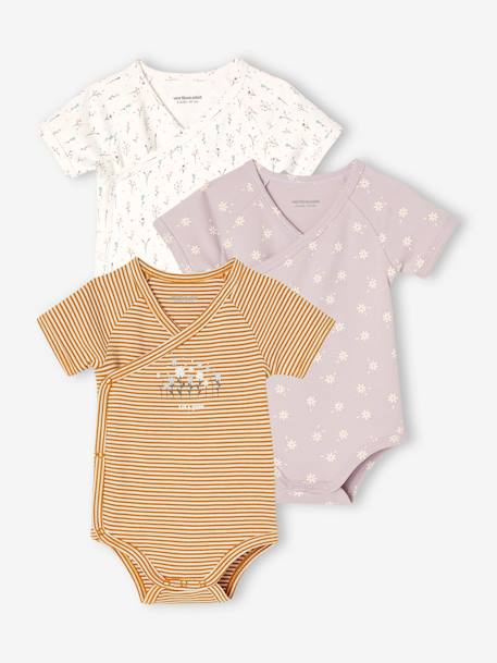 Lot de 3 bodies manches courtes bébé ouverture naissance  - vertbaudet enfant