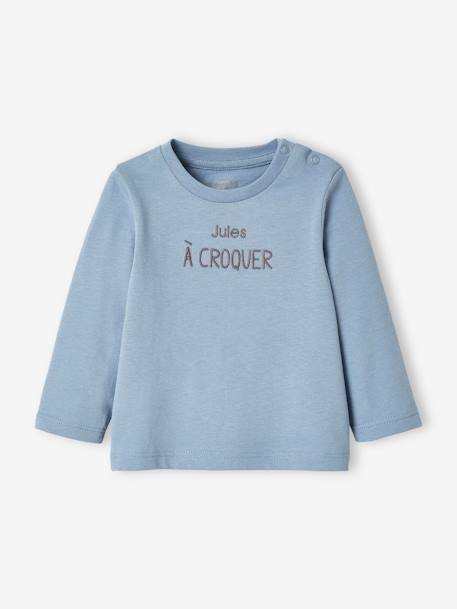 Tee-shirt personnalisable bébé manches longues bleu ciel 4 - vertbaudet enfant 