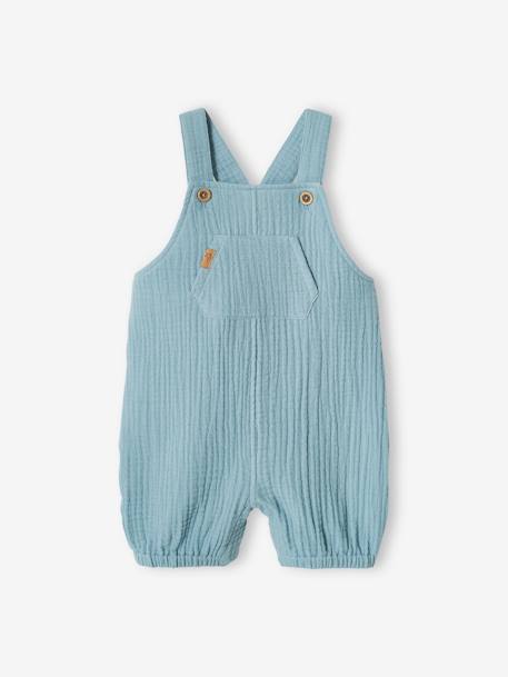 Salopette bébé naissance en gaze de coton doublée beige+denim bleached 5 - vertbaudet enfant 