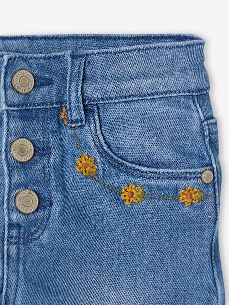 Pantacourt denim brodé fleurs fille stone 3 - vertbaudet enfant 