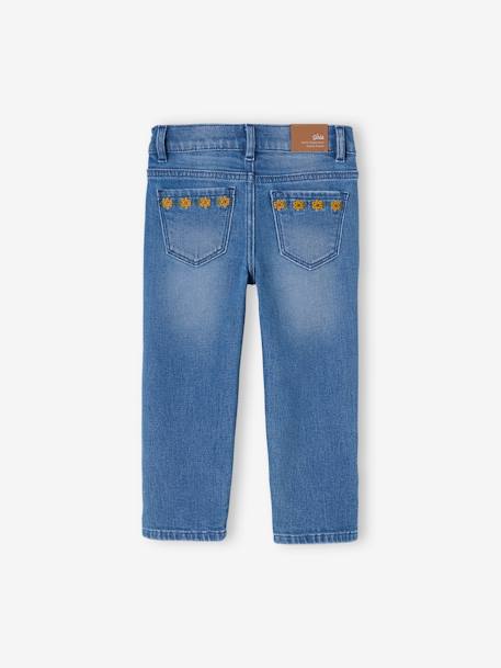 Pantacourt denim brodé fleurs fille stone 2 - vertbaudet enfant 