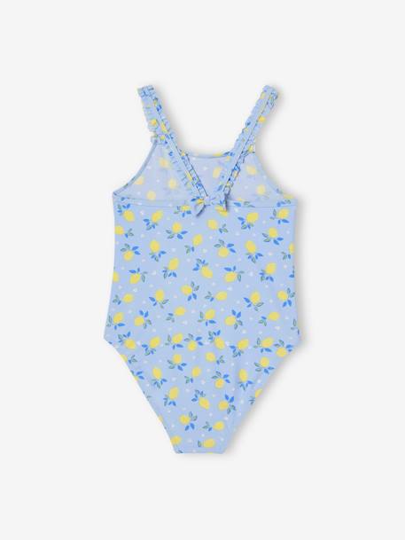 Maillot de bain 1 pièce imprimé citrons fille bleu ciel 2 - vertbaudet enfant 