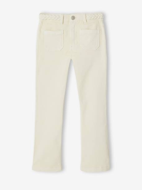 Pantalon flare fille ceinture tressée fantaisie écru 4 - vertbaudet enfant 