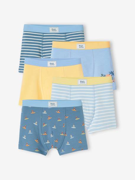 Garçon-Sous-vêtement-Slip, Boxer-Lot de 5 boxers stretch garçon "surf"