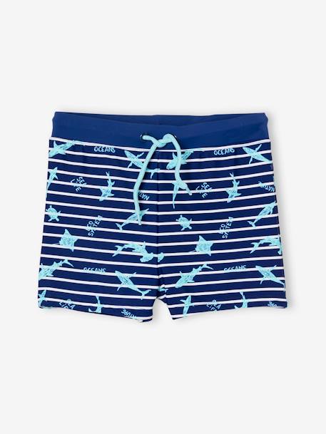 Boxer de bain imprimé tropical garçon rayé marine 2 - vertbaudet enfant 