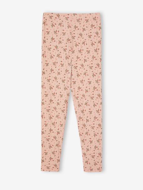 Legging à fleurs maille pointelle fille rose poudré 2 - vertbaudet enfant 