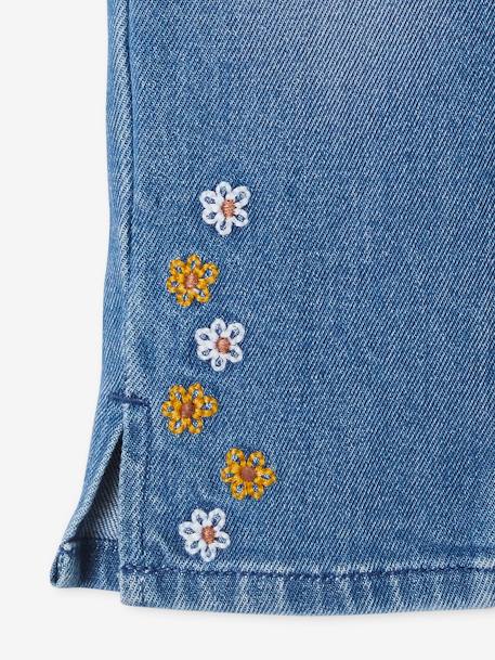 Pantacourt denim brodé fleurs fille stone 4 - vertbaudet enfant 