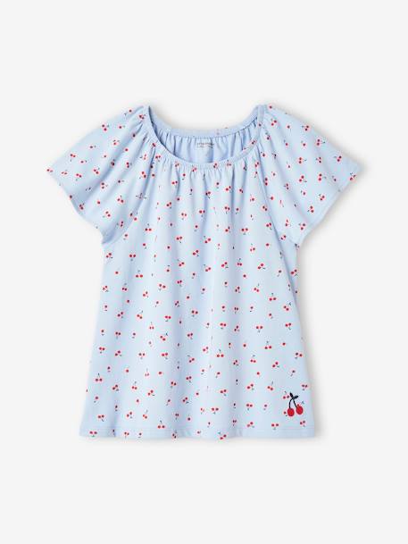 T-shirt imprimé manches papillon fille bleu ciel 1 - vertbaudet enfant 