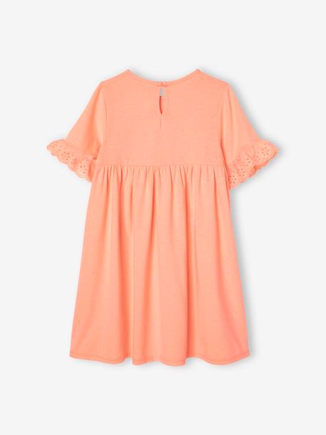 Robe manches courtes en broderie anglaise fille bleu grisé+pêche 5 - vertbaudet enfant 