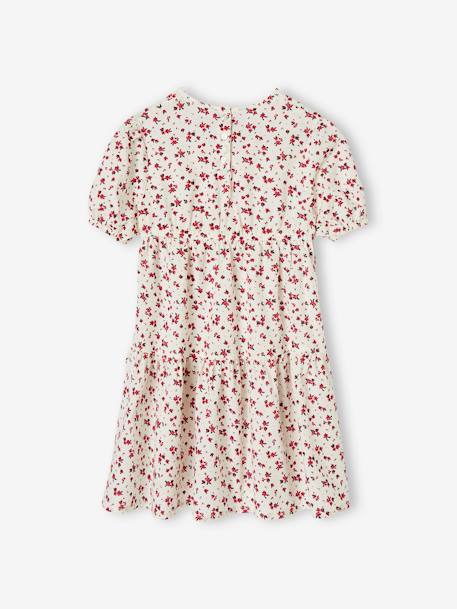 Robe à volant fille manches 3/4 corail+écru 11 - vertbaudet enfant 