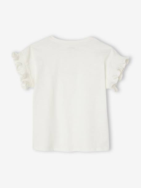 T-shirt fille brodé 'adorable' manches courtes smockées écru 4 - vertbaudet enfant 