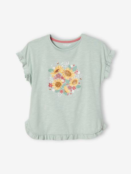 Tee-shirt volanté motif à sequins fille rose pâle+vert+vert d'eau+vieux rose 11 - vertbaudet enfant 