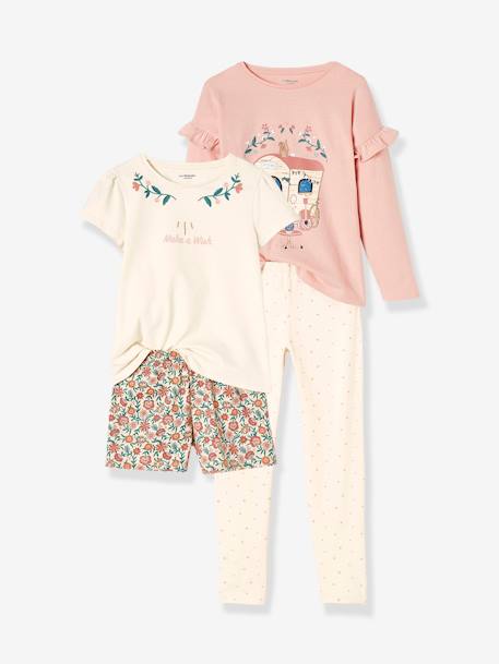 Lot pyjama + pyjashort bohème fille vieux rose 1 - vertbaudet enfant 