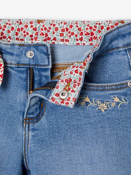 Short en jean brodé fleurs fille noeud imprimé fleurs denim brut+double stone+stone 7 - vertbaudet enfant 