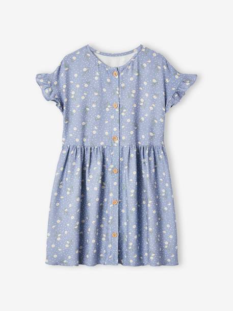 Robe boutonnée à fleurs fille bleu+bleu azur+écru+marine 4 - vertbaudet enfant 