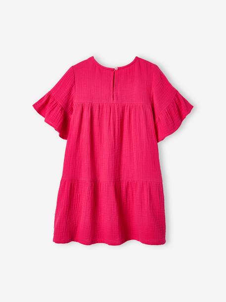 Robe en gaze de coton fille bleu ciel+framboise 11 - vertbaudet enfant 