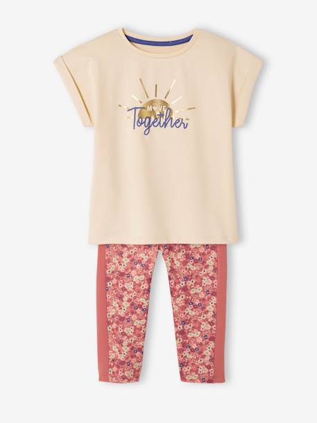 Ensemble de sport t-shirt et corsaire fille motif 'sunrise' irisé écru 5 - vertbaudet enfant 