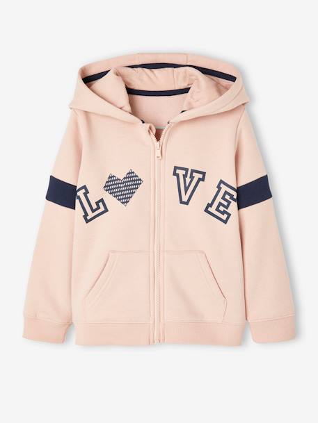 Fille-Pull, gilet, sweat-Sweat-Sweat zippé à capuche sport "Love"  fille