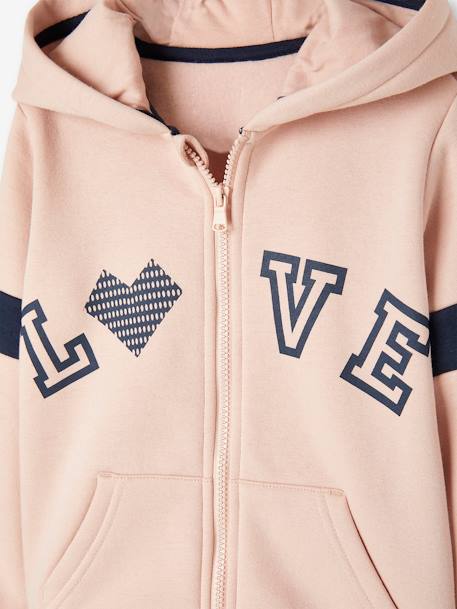 Sweat zippé à capuche sport 'Love'  fille marine+rose dragée 6 - vertbaudet enfant 