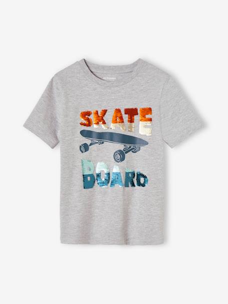 T-shirt à sequins garçon écru+gris chiné 7 - vertbaudet enfant 