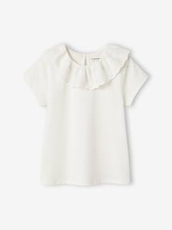 -T-shirt à collerette en broderie anglaise fille