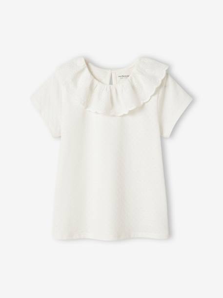 T-shirt à collerette en broderie anglaise fille  - vertbaudet enfant