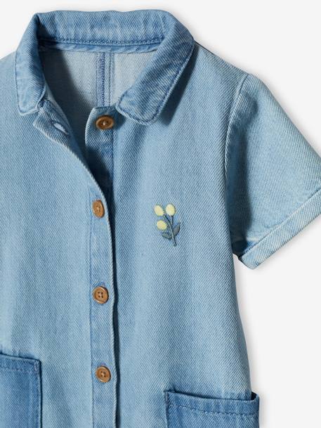 Combinaison manches courtes bébé en denim denim bleached 4 - vertbaudet enfant 