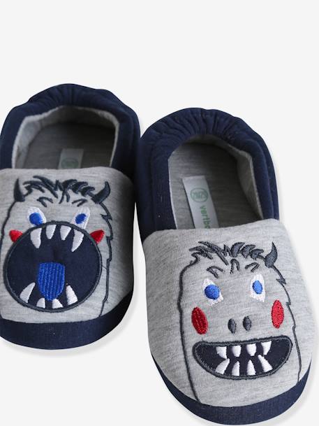 Chaussons intérieur velours enfant monstre gris chiné 6 - vertbaudet enfant 