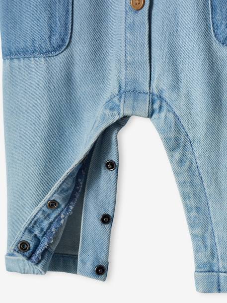 Combinaison manches courtes bébé en denim denim bleached 5 - vertbaudet enfant 