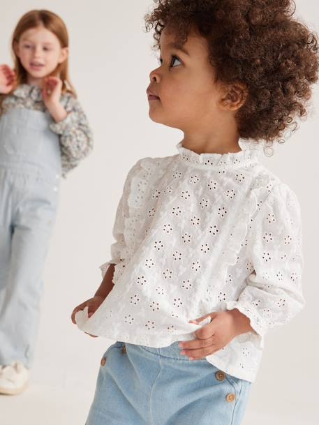 Blouse en broderie anglaise Bébé à volants blanc+rose pâle 2 - vertbaudet enfant 