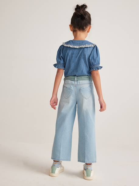 Jean large et sa ceinture en gaze de coton fille longueur chevilles double stone+stone 10 - vertbaudet enfant 