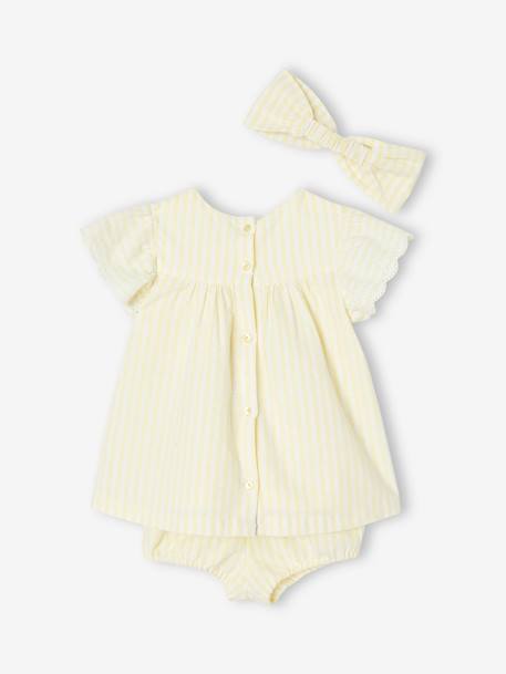 Ensemble 3 pièces Bébé : robe + bloomer + bandeau jaune pastel 5 - vertbaudet enfant 